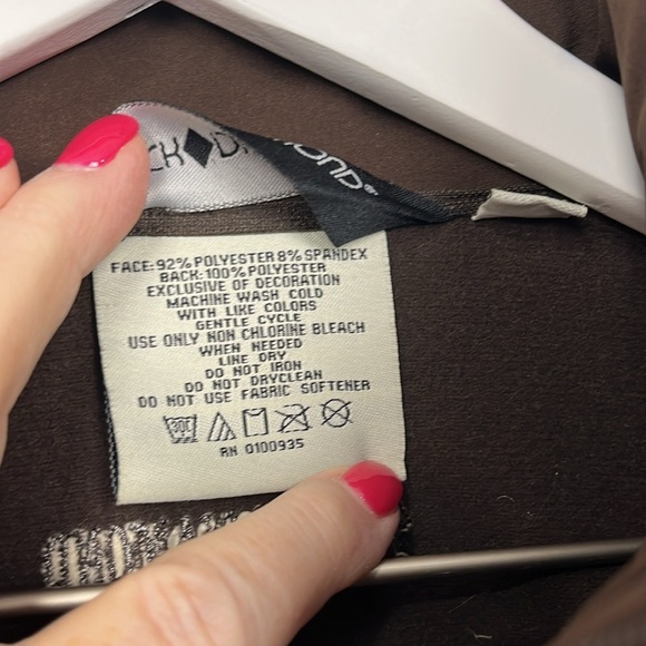 Black Diamond Aspen Ski Jacket S Chocolate Brown Full Zip Pockets Mock Neck EUC - Picture 5 of 16